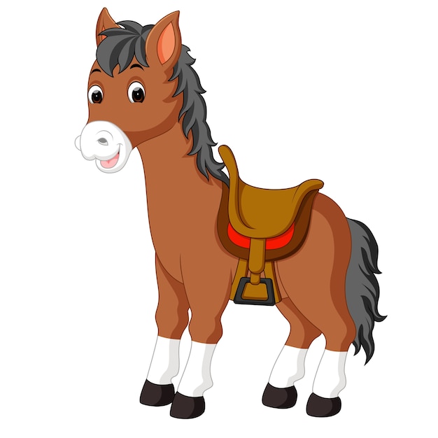 Vector happy horse cartoon