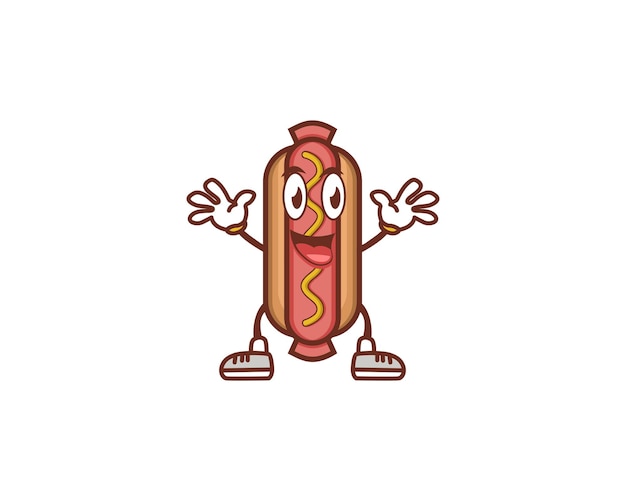 HAPPY HOTDOG SAUSAGE MASCOT CARTOON FOR KIDS CAN BE USED FOR STICKERS