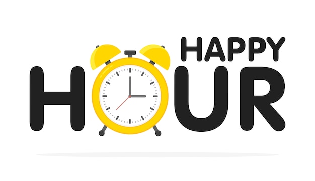 Happy hour alarm clock design, illustration