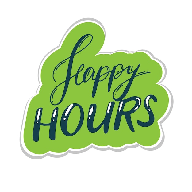 Happy hour belettering geïsoleerd op witte sticker