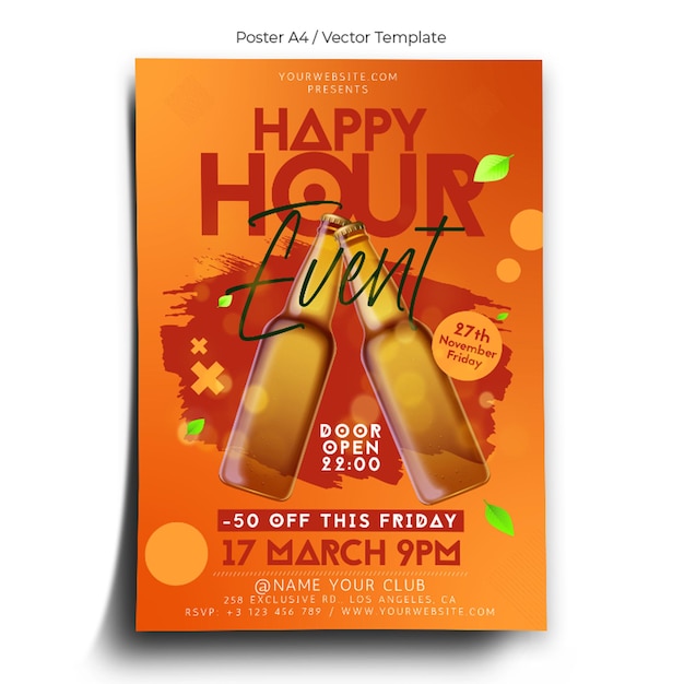 Happy Hour Event Poster Template