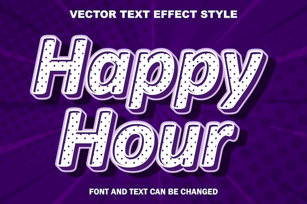 Happy hour komische retro 3d bewerkbare teksteffect lettertype stijlsjabloon