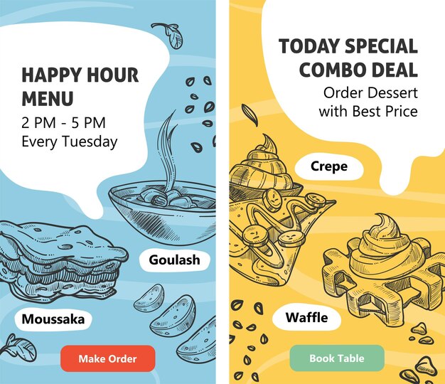 Happy hour menu special meal in restaurant web