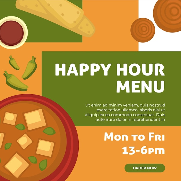 Happy hour menu website met online bestellen