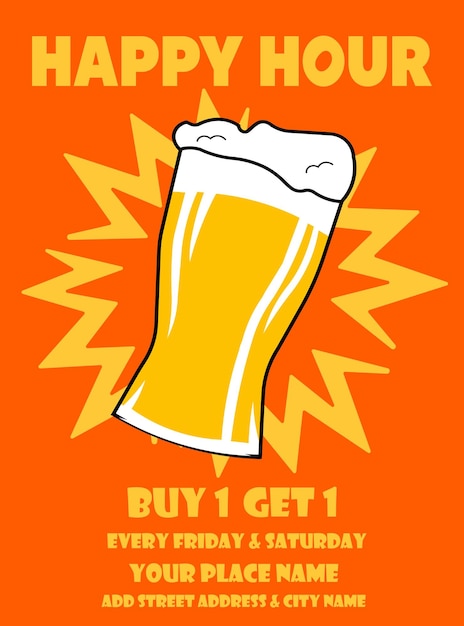 happy hour party biernacht poster flyer sociale media postontwerp