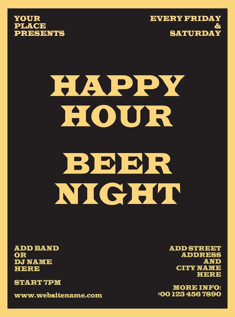 happy hour party flyer poster of social media post design