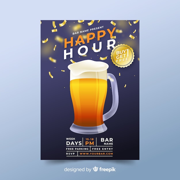 Vector happy hour template artistic design