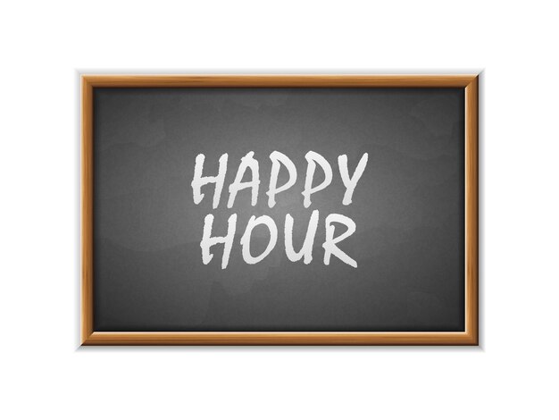 Vector happy hour written on a blackboard