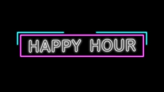 Happy Hours belettering neon tekenstijl