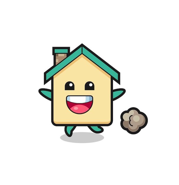 Vector the happy house cartoon with running pose , cute design