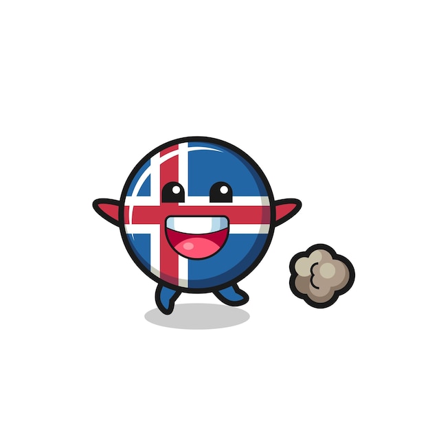 The happy iceland flag cartoon with running pose