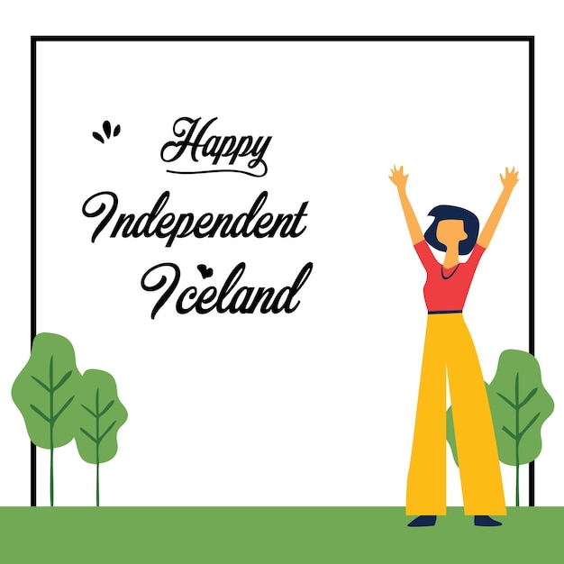 Счастливого празднования дня независимости исландии флаг векторный дизайн шаблона иллюстрация