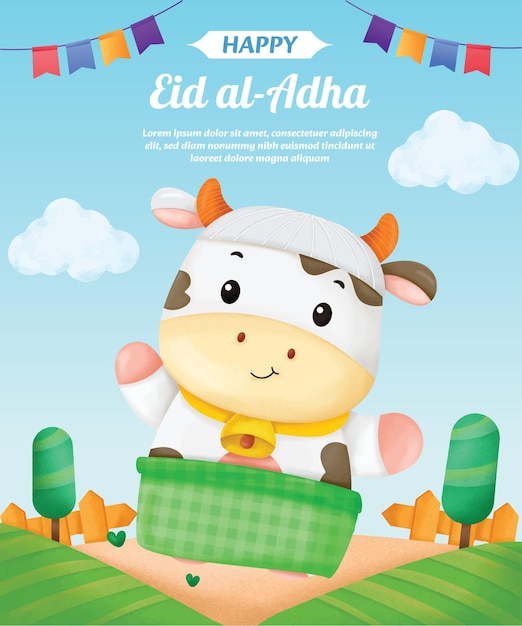 Felice ied mubarak con divertenti animali della mucca