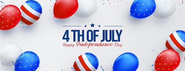 Счастливая независимость 4 июля с американским флагом на воздушном шаре