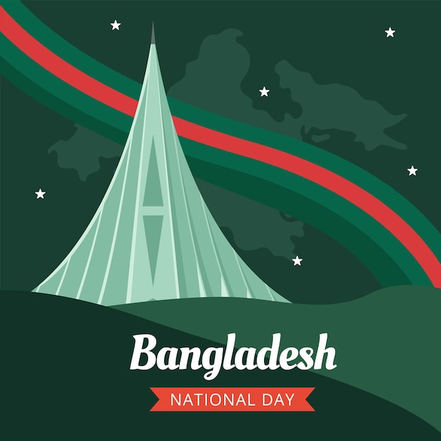 행복한 독립 방글라데시의 날 소셜 미디어 배경 그림 만화 손으로 그린 템플릿