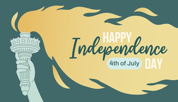 Happy independence day 4th of july independence day usa banner greeting design hand drawn element