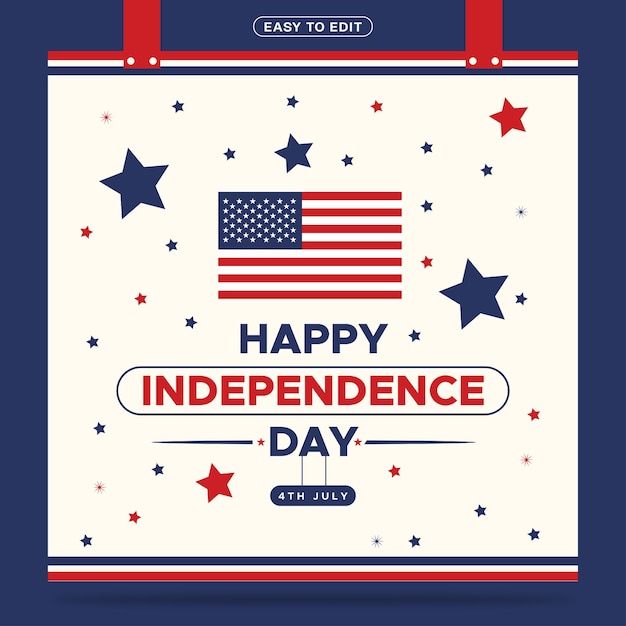 Happy Independence Day 4th July social media post template design