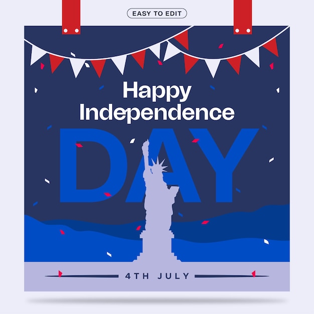 Happy Independence Day 4th July social media post template design