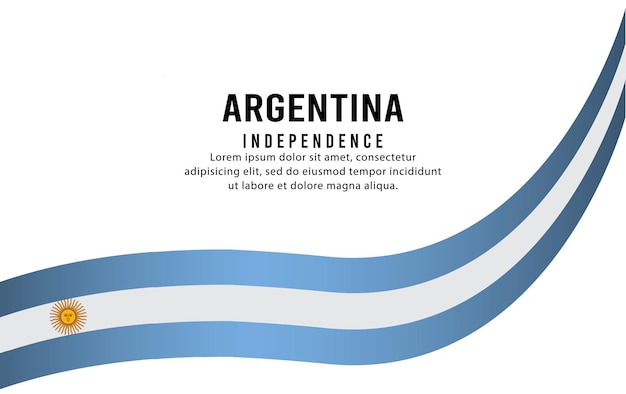 Happy independence day of argentina background with typography lettering and flag. vector illustration.