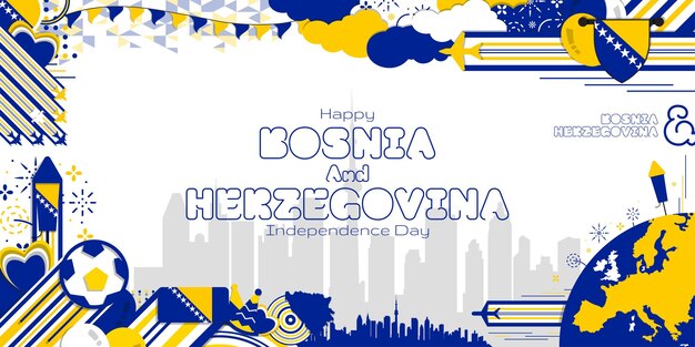 Happy independence day of bosnia and herzegovina illustration background design