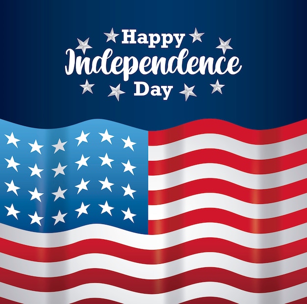 Happy independence day card with flag