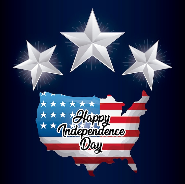 Happy independence day card with map