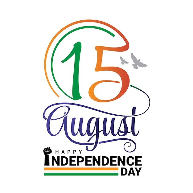 Happy Independence Day greeting with 15th august logo