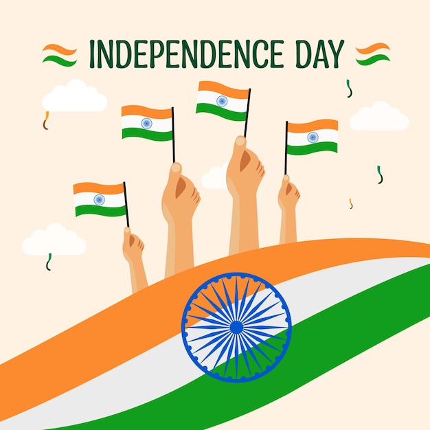 Happy Independence Day Illustration of  Hands Holding Flag of India