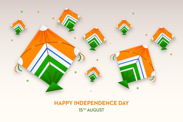 Happy Independence day in India on August 15 trio color kite