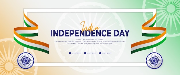 Happy Independence Day India banner met oranje witte en groene vlagelementen