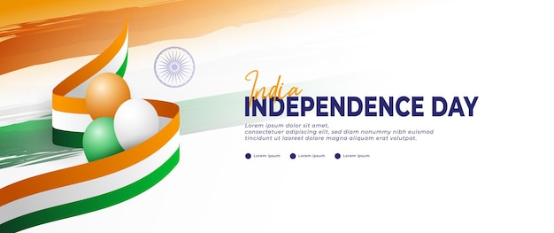 Happy Independence Day India banner met oranje witte en groene vlagelementen