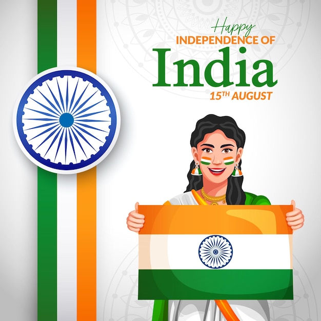 Happy independence day india vector illustration poster banner template design