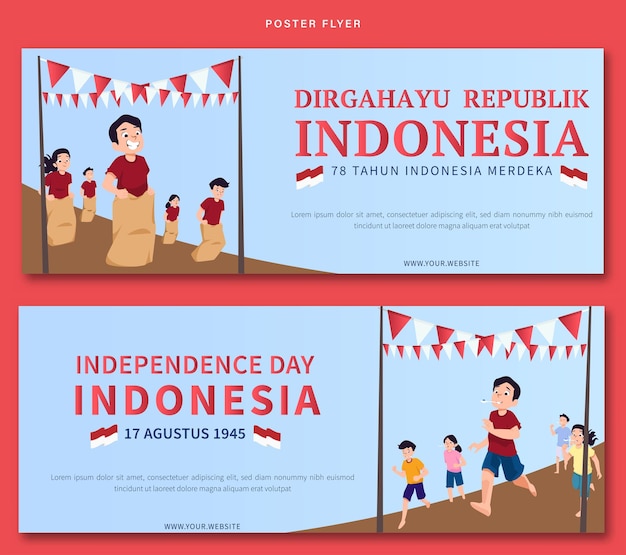 Happy Independence Day of Indonesia Vector Illustration with Traditional Games of Independence Day