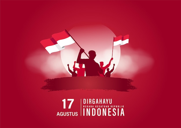 Happy Independence Day of Indonesia Vector Illustration