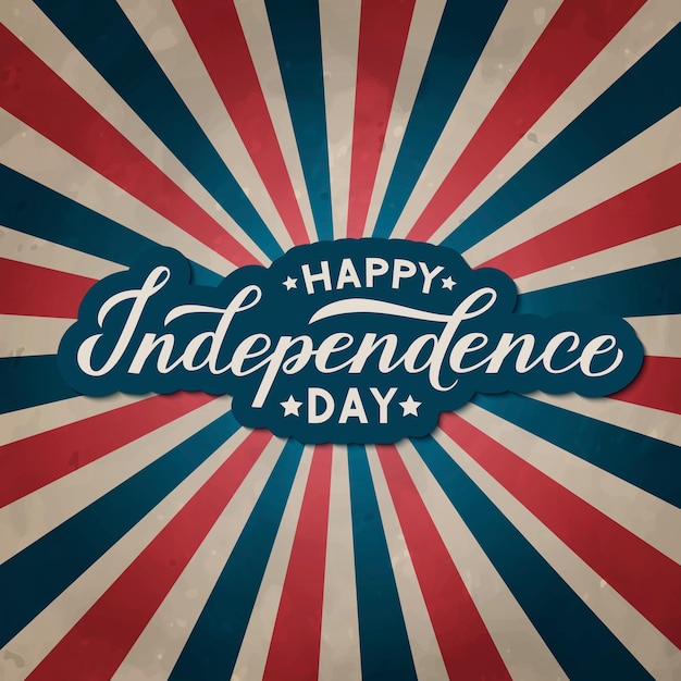 Happy Independence Day kalligrafie belettering 4 juli vintage patriottische achtergrond in de kleuren van de vlag van de VS Eenvoudig te bewerken vector sjabloon voor logo ontwerp wenskaart banner flyer