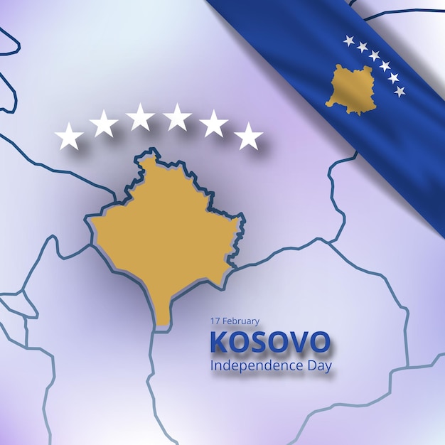 happy independence day of kosovo, combination map and flag design