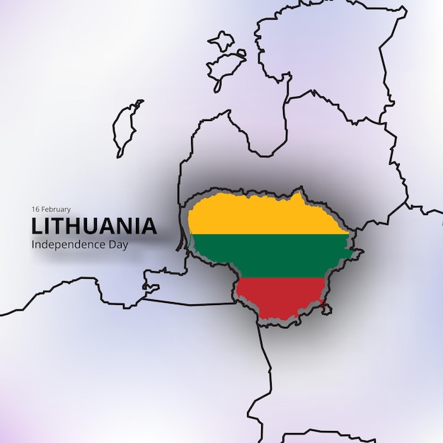 happy independence day of lithuania, combination map and flag design