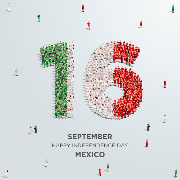 Happy Independence Day Mexico A large group of people form to create the number 16 as Mexico