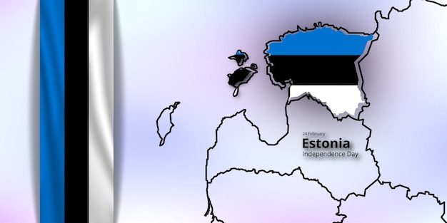 エストニアの幸せな独立記念日、組み合わせマップと旗のデザイン