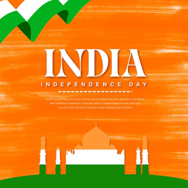 С днем независимости оранжевый и зеленый фон дизайн поста в социальных сетях