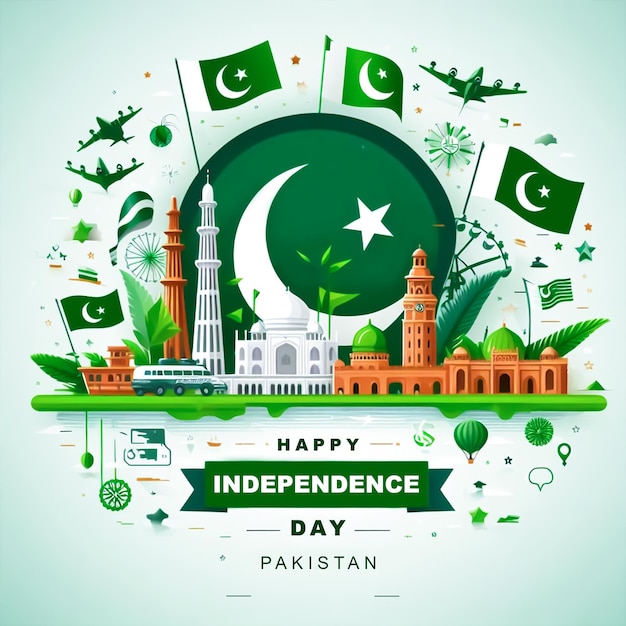 Happy independence day pakistan 2024 social media post design