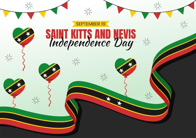 Felice giornata dell'indipendenza di saint kitts e nevis illustrazione vettoriale con sfondo della bandiera del paese