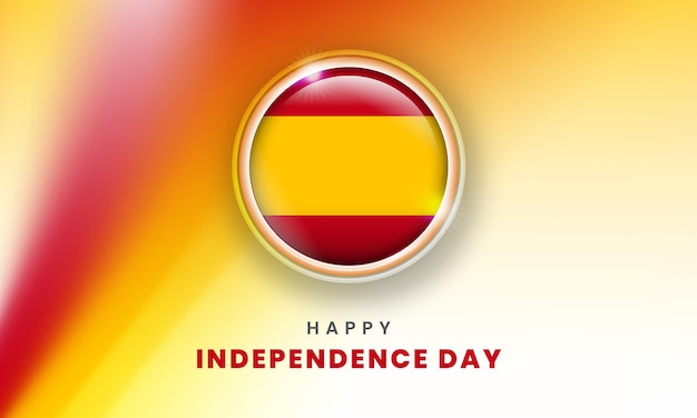 Happy independence day of spain banner with Spanish 3d flag circle