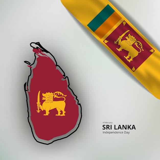 Vector happy independence day of sri lanka, map, flag