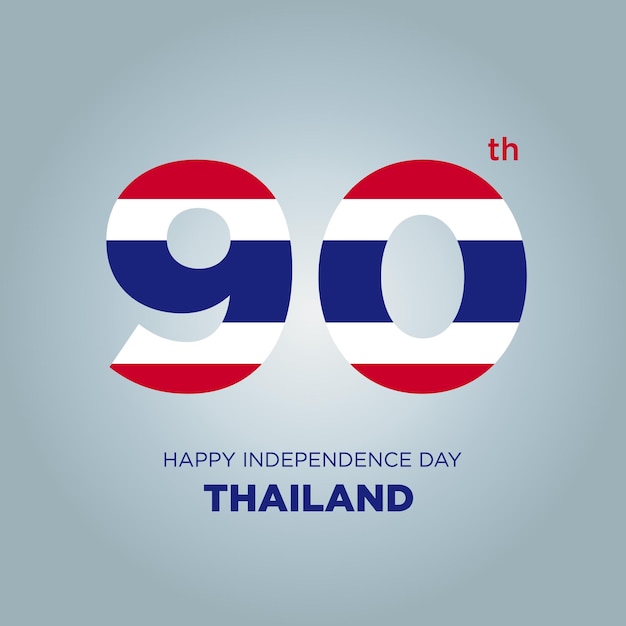 Happy Independence Day Thailand Design. Number 90 made of the Thailand Flag.December 5th.