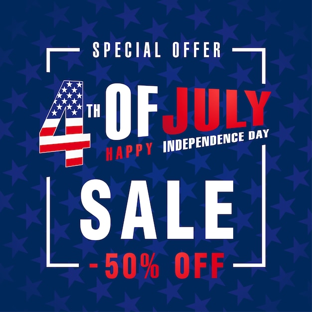 Happy Independence Day USA creatieve verkoop banner Geïsoleerde symbolen US vakantie frame