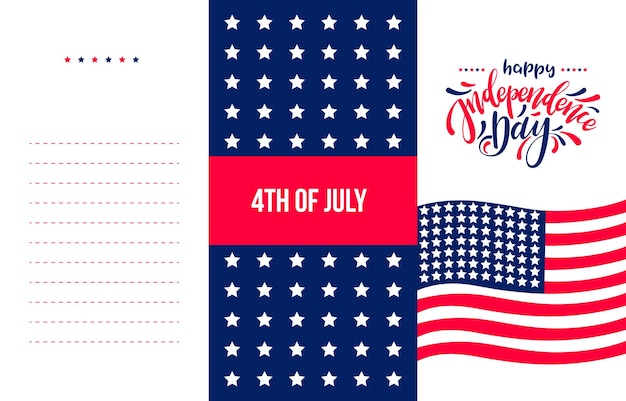 Happy Independence Day USA, hand radwn lettering on white background.