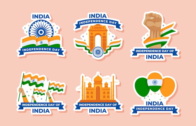 행복한 인도 독립기념일 스티커 컬렉션