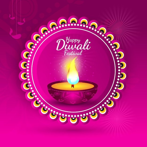 행복한 인도 디왈리 축제 축하 배경 디자인