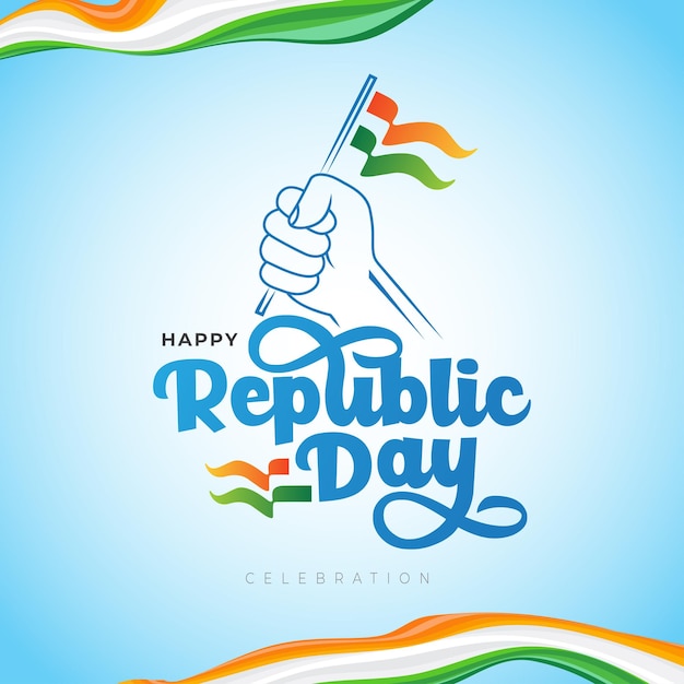 Happy Indian Republic Day Celebration Text Typographic Background Design